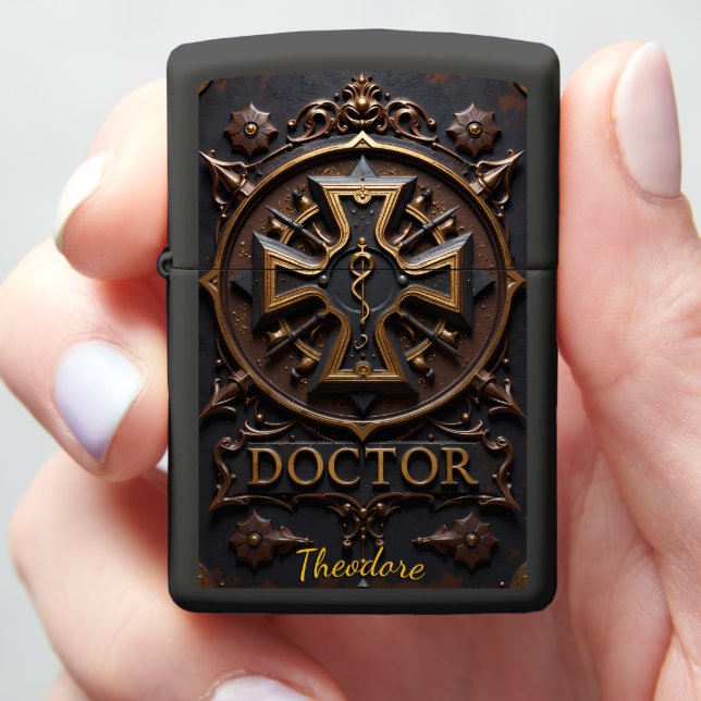 Physician's Maltese Cross Medic Keepsake Zippo Lighter (In Hand)