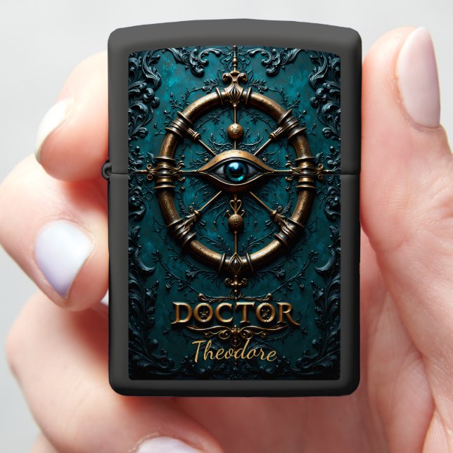 Physician's Ornate Eye Visionary Doctor Keepsake Zippo Lighter (In Hand)