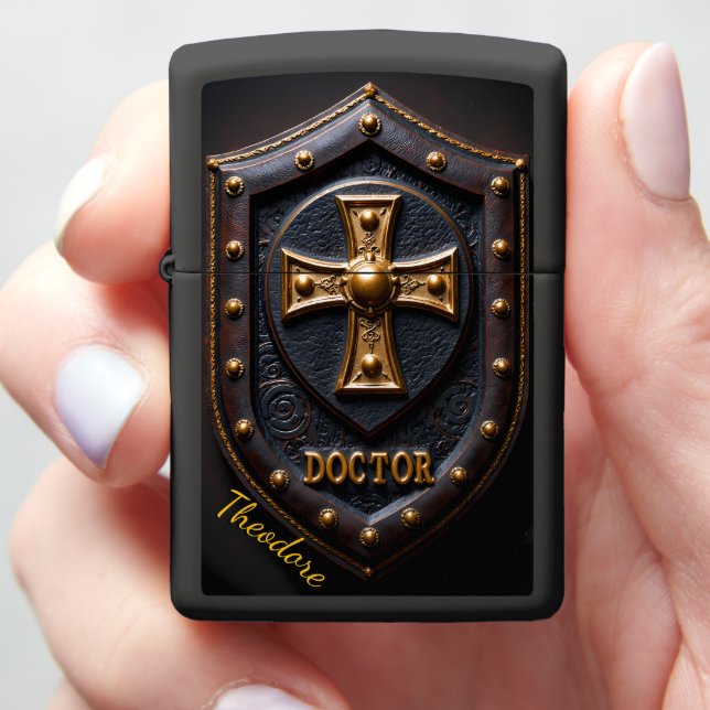 Physician's Shield Medic Doctor Keepsake Zippo Lighter (In Hand)