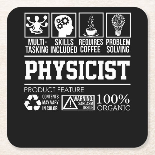 Physicist 100 Organic Square Paper Coaster