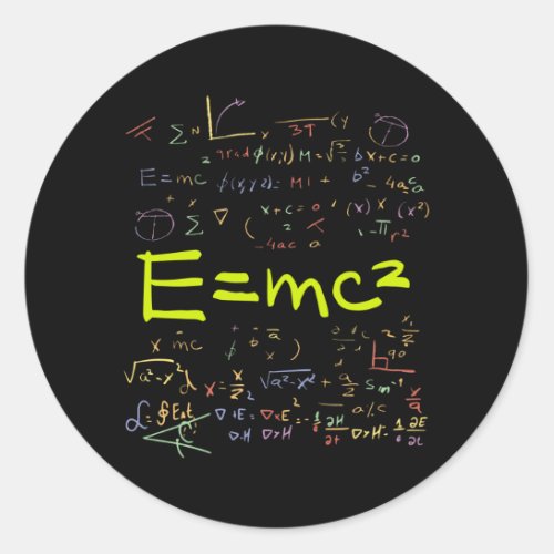 Physics and Math Formulas EMC2 Classic Round Sticker