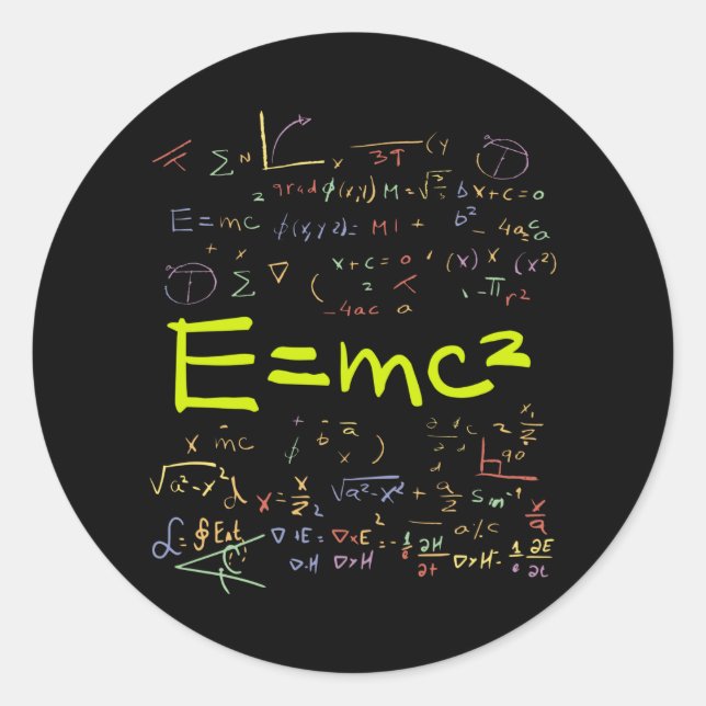 Physics and Math Formulas EMC2 Classic Round Sticker (Front)