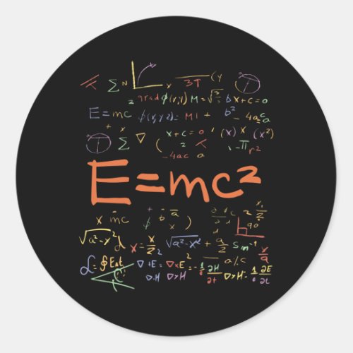 Physics and Math Formulas EMC2 Classic Round Sticker