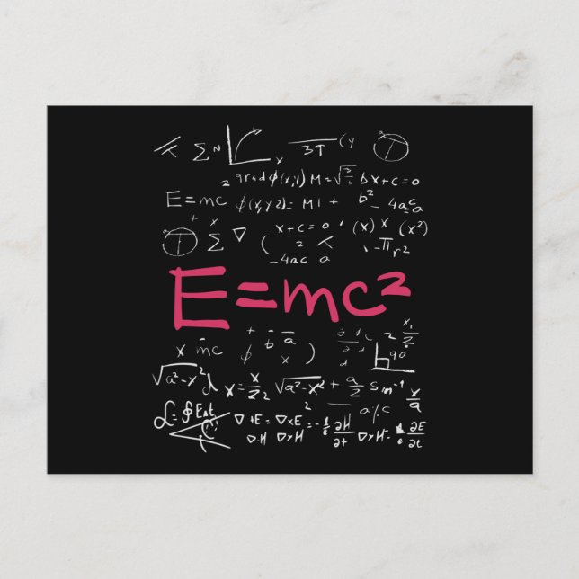 Physics and Math Formulas EMC2 Postcard (Front)