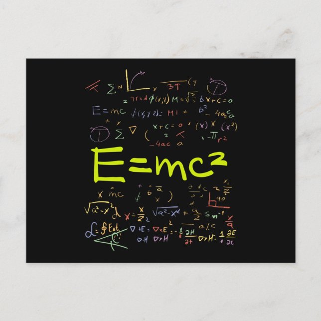 Physics and Math Formulas EMC2 Postcard (Front)