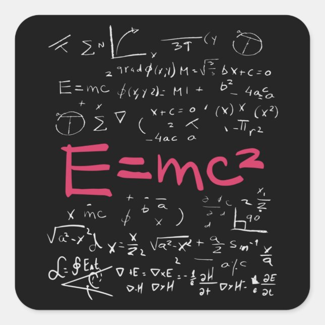 Physics and Math Formulas EMC2 Square Sticker (Front)