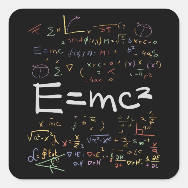 Physics and Math Formulas EMC2 Square Sticker (Front)