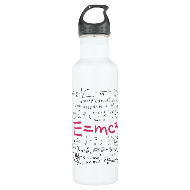 Physics and Math Formulas EMC2 Stainless Steel Water Bottle (Front)