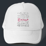 Physics and Math Formulas EMC2 Trucker Hat<br><div class="desc">Cool physics design. A must for every physicist,  physics student,  physics teacher and physics lover. Great gift idea for Physics Nerds and Physics Geeks.</div>