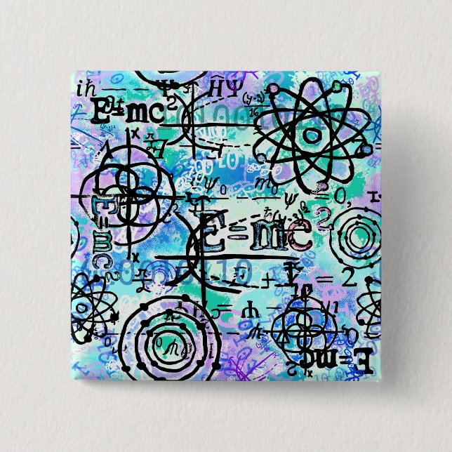 Physics and Math Symbols, Geek Button (Front)