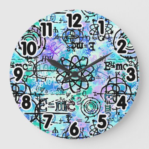 Physics and Math Symbols Geek Large Clock