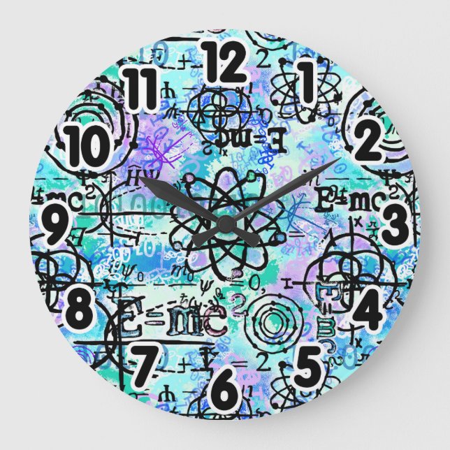 Physics and Math Symbols, Geek Large Clock (Front)