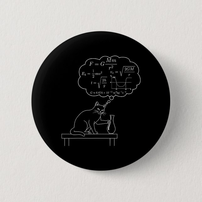 Physics Cat Gravity Equations Funny Cat Math Button (Front)