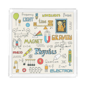 Physics concepts, hand-drawn vintage style. acrylic tray