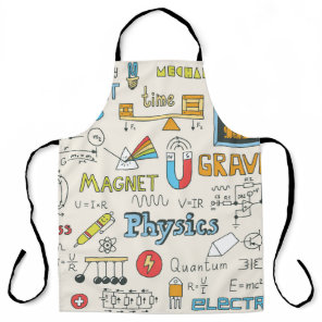Physics concepts, hand-drawn vintage style. apron