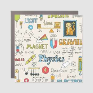 Physics concepts, hand-drawn vintage style. car magnet