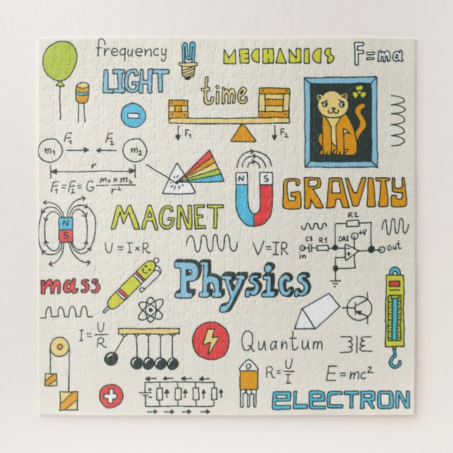 Physics concepts, hand-drawn vintage style. jigsaw puzzle (Vertical)