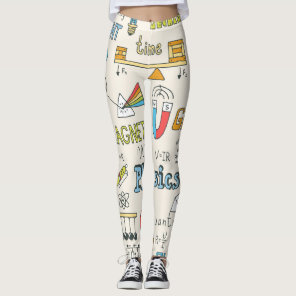 Physics concepts, hand-drawn vintage style. leggings