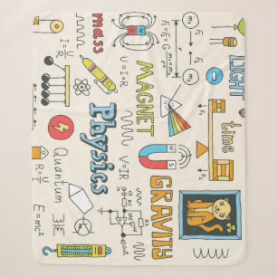 Physics concepts, hand-drawn vintage style. sherpa blanket