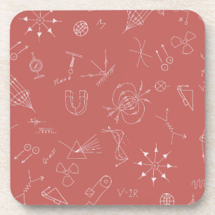 Physics diagram dusky pink beverage coaster