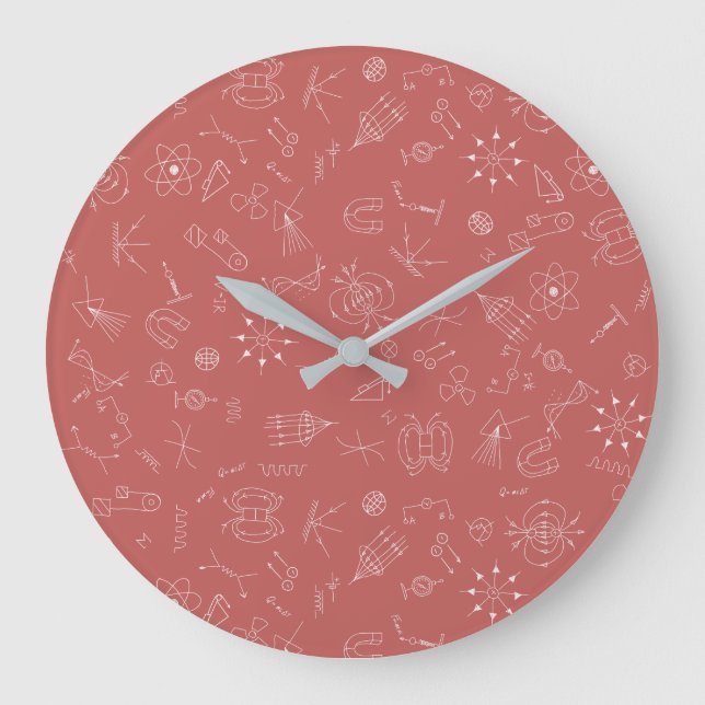 Physics diagram dusky pink  large clock (Front)