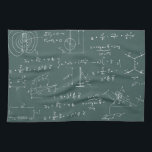 Physics diagrams and formulas kitchen towel<br><div class="desc">Physics diagrams and formulas chalk handwriting on green blackboard</div>