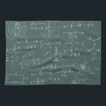 Physics diagrams and formulas kitchen towel<br><div class="desc">Physics diagrams and formulas chalk handwriting on green blackboard</div>