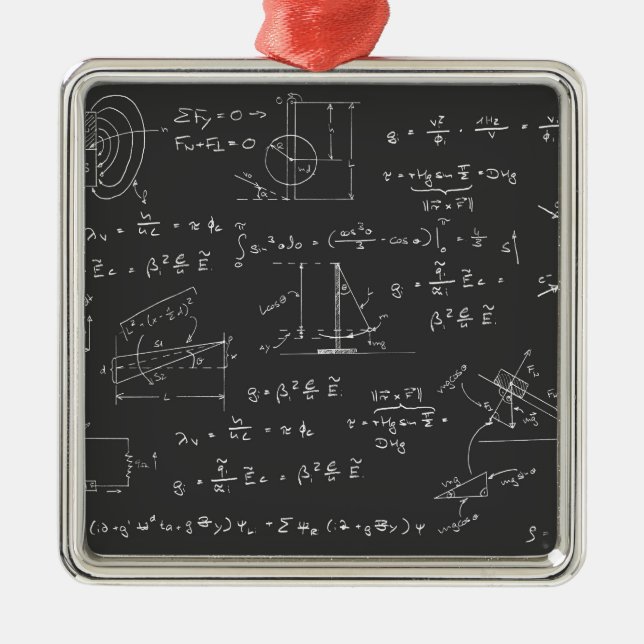 Physics diagrams and formulas metal ornament (Front)