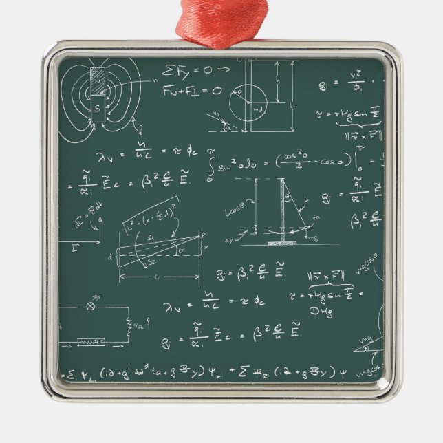 Physics diagrams and formulas metal ornament (Front)