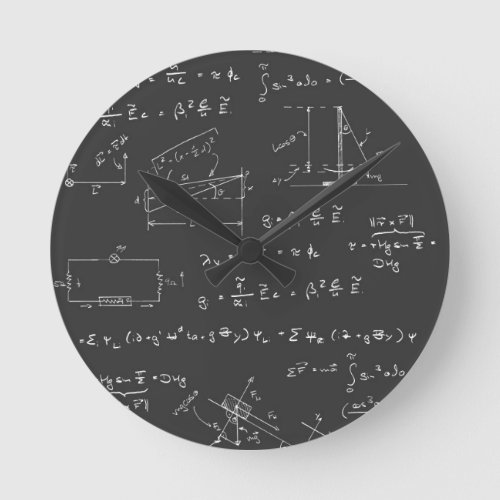 Physics diagrams and formulas round clock