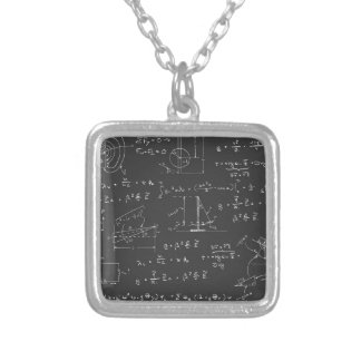 Physics diagrams and formulas silver plated necklace