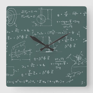 Physics diagrams and formulas square wall clock
