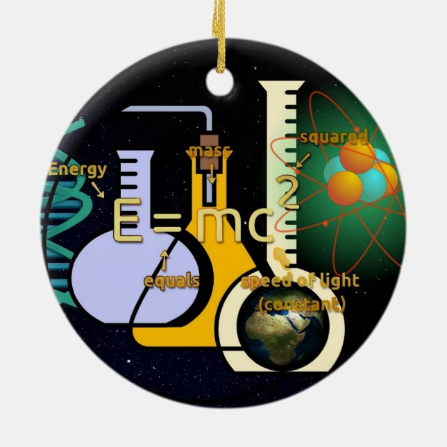 Physics E=mc2 colorful design Ceramic Ornament (Back)