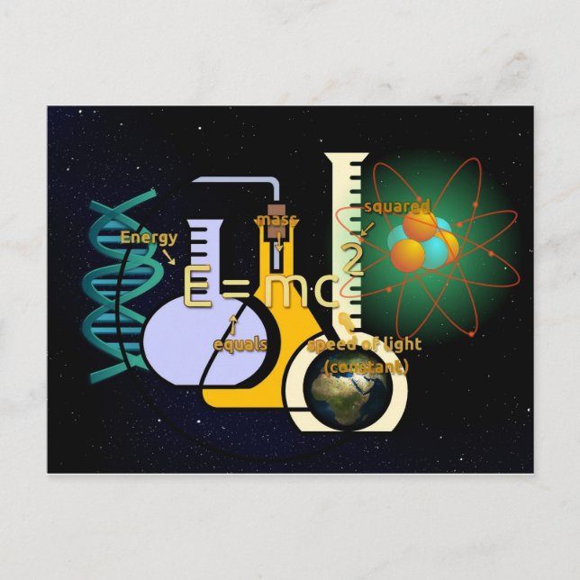 Physics E=mc2 colorful design Postcard (Front)
