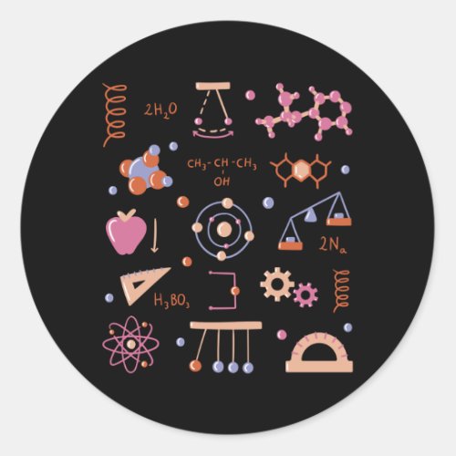 Physics elements classic round sticker