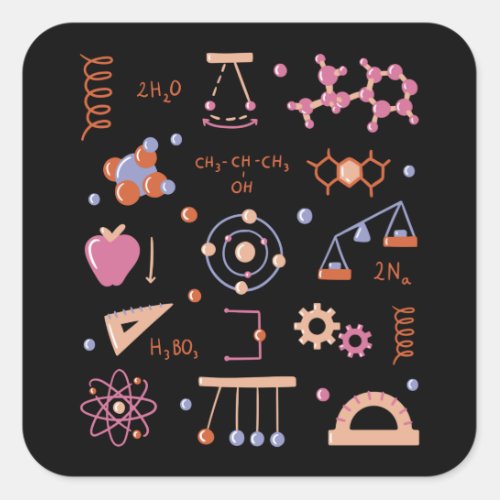 Physics elements square sticker