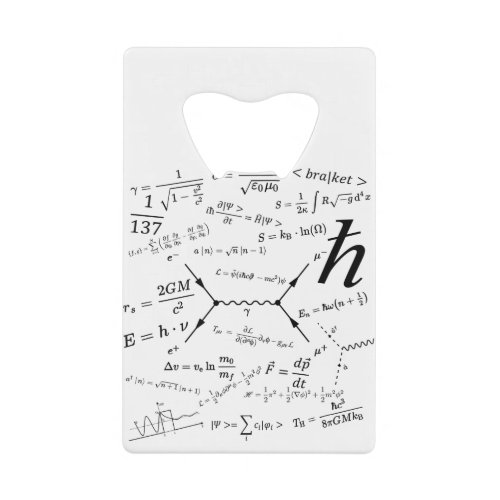 Physics equations and formulas credit card bottle opener