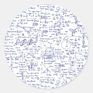 Physics Equations in Blue Pen // Classic Round Sticker