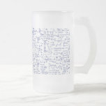 Physics Equations in Blue Pen // Frosted Glass Beer Mug<br><div class="desc">Hand written physics equations in blue pen.  All of the most common physics equations.  Perfect gift for a scientist,  chemist,  or physics lover!</div>