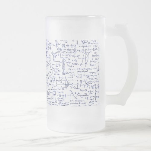 Physics Equations in Blue Pen  Frosted Glass Beer Mug