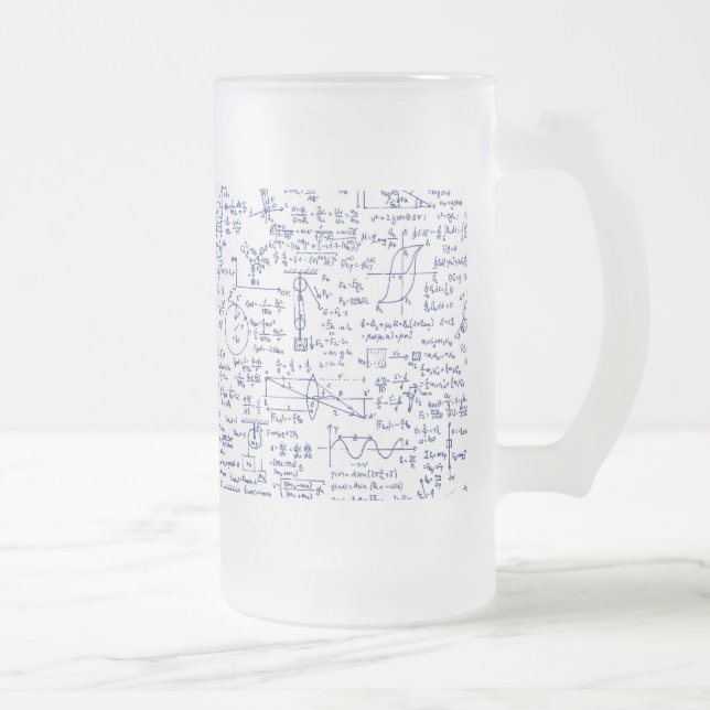 Physics Equations in Blue Pen // Frosted Glass Beer Mug (Right)
