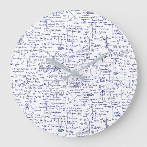 Physics Equations in Blue Pen  Large Clock