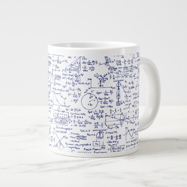 Physics Equations in Blue Pen // Large Coffee Mug (Front Right)