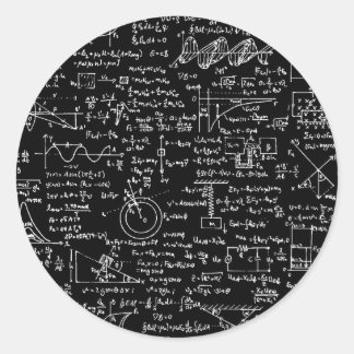 Physics Equations on Black // Classic Round Sticker