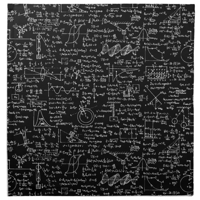 Physics Equations on Black // Cloth Napkin (Front)