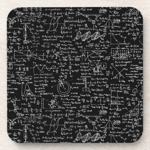 Physics Equations on Black  Drink Coaster
