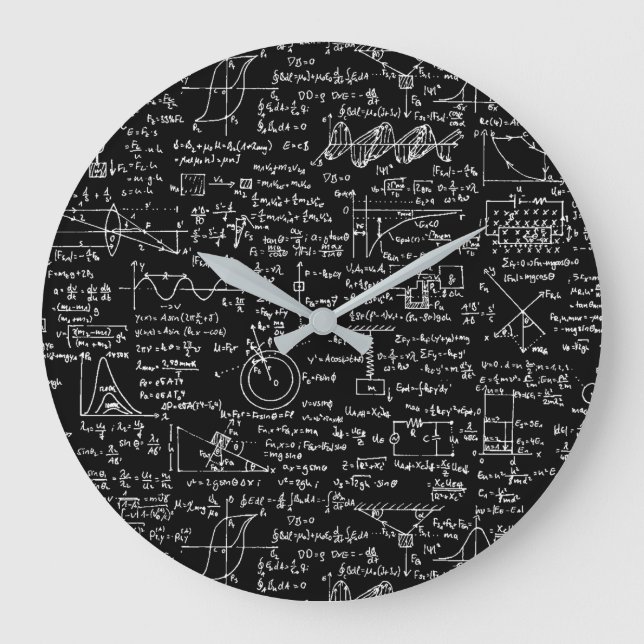 Physics Equations on Black // Large Clock (Front)