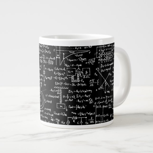 Physics Equations on Black // Large Coffee Mug (Front Right)