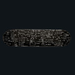 Physics Equations on Black // Skateboard Deck<br><div class="desc">Hand written physics equations in white on a black background.  Perfect for the psychics or math lover in your life.  Each equation is hand drawn.</div>