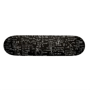 Physics Equations on Black // Skateboard Deck